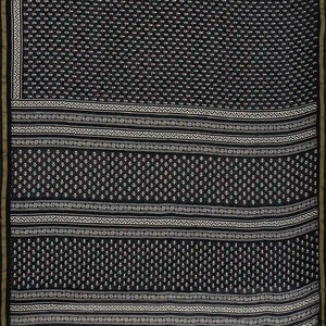 Black Woven Jaipur Cotton Saree With Printed Floral Bud Motifs