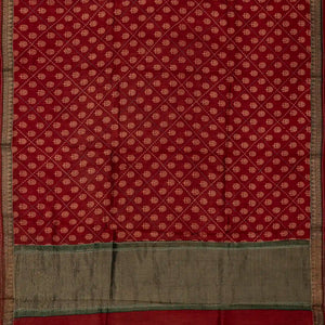 Crimson Handloom Tussar Silk Saree Printed With Flower Motifs