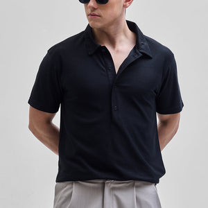 Black Textured Polo T-Shirt