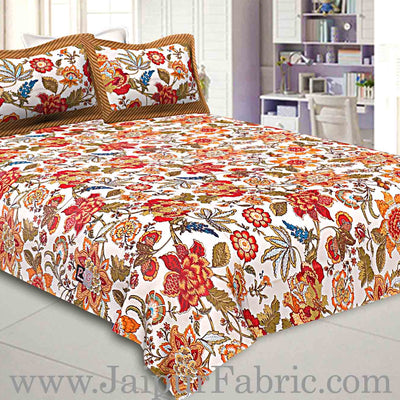COMBO91- Set of 1 Double Bedsheet and  1 Single Bedsheet With  2+2 Pillow Cover