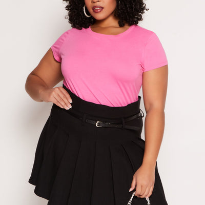 Plus Size Basic Short Sleeve Crew Neck Tee