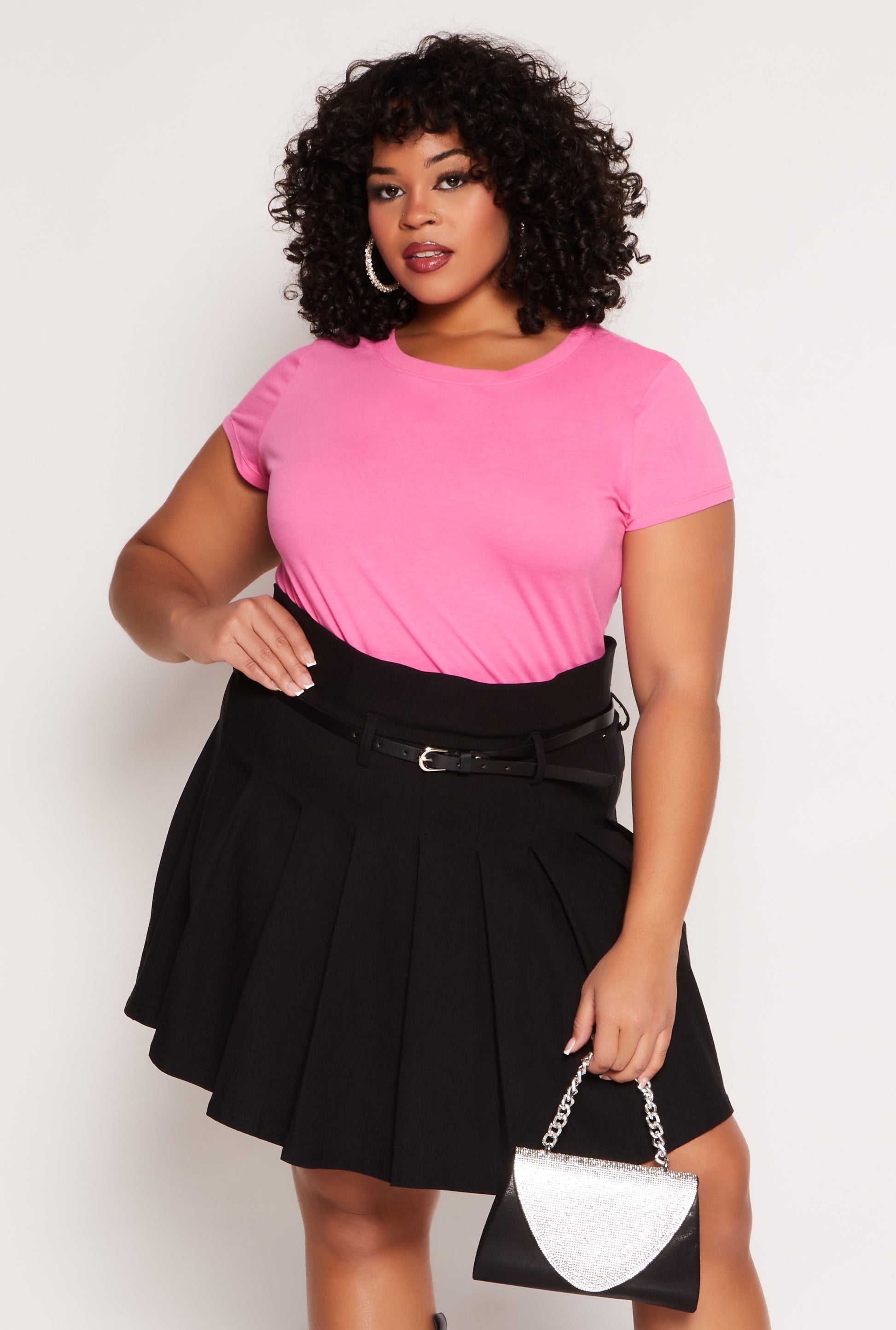 Plus Size Basic Short Sleeve Crew Neck Tee
