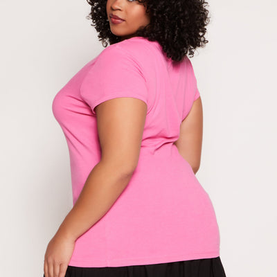 Plus Size Basic Short Sleeve Crew Neck Tee