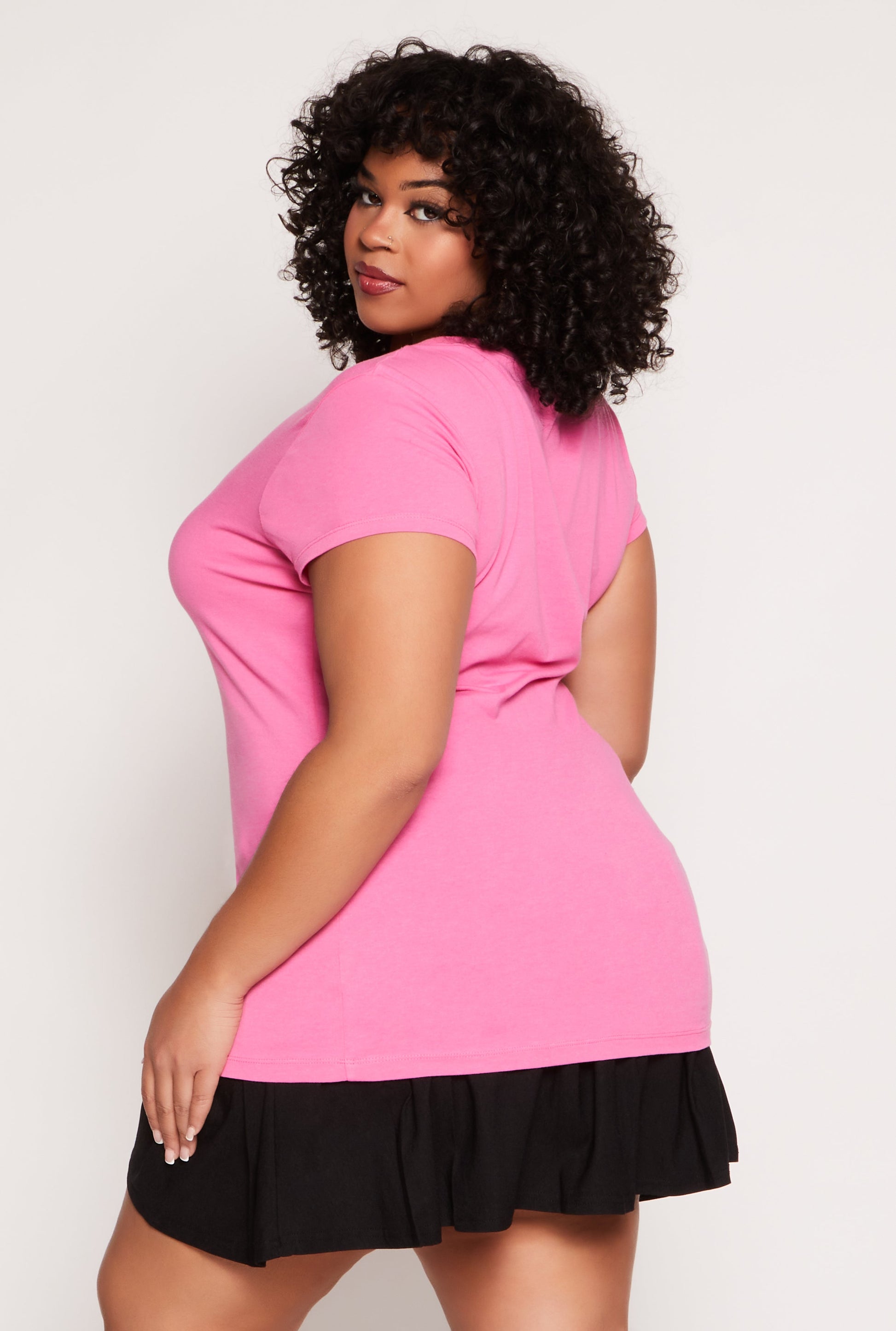 Plus Size Basic Short Sleeve Crew Neck Tee