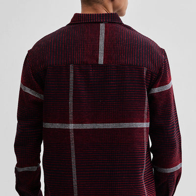 Red Cord Textured Overshirt