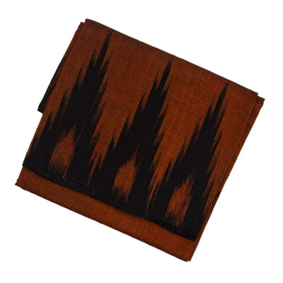 Rust Handloom Orissa Cotton Saree With Black Temple border