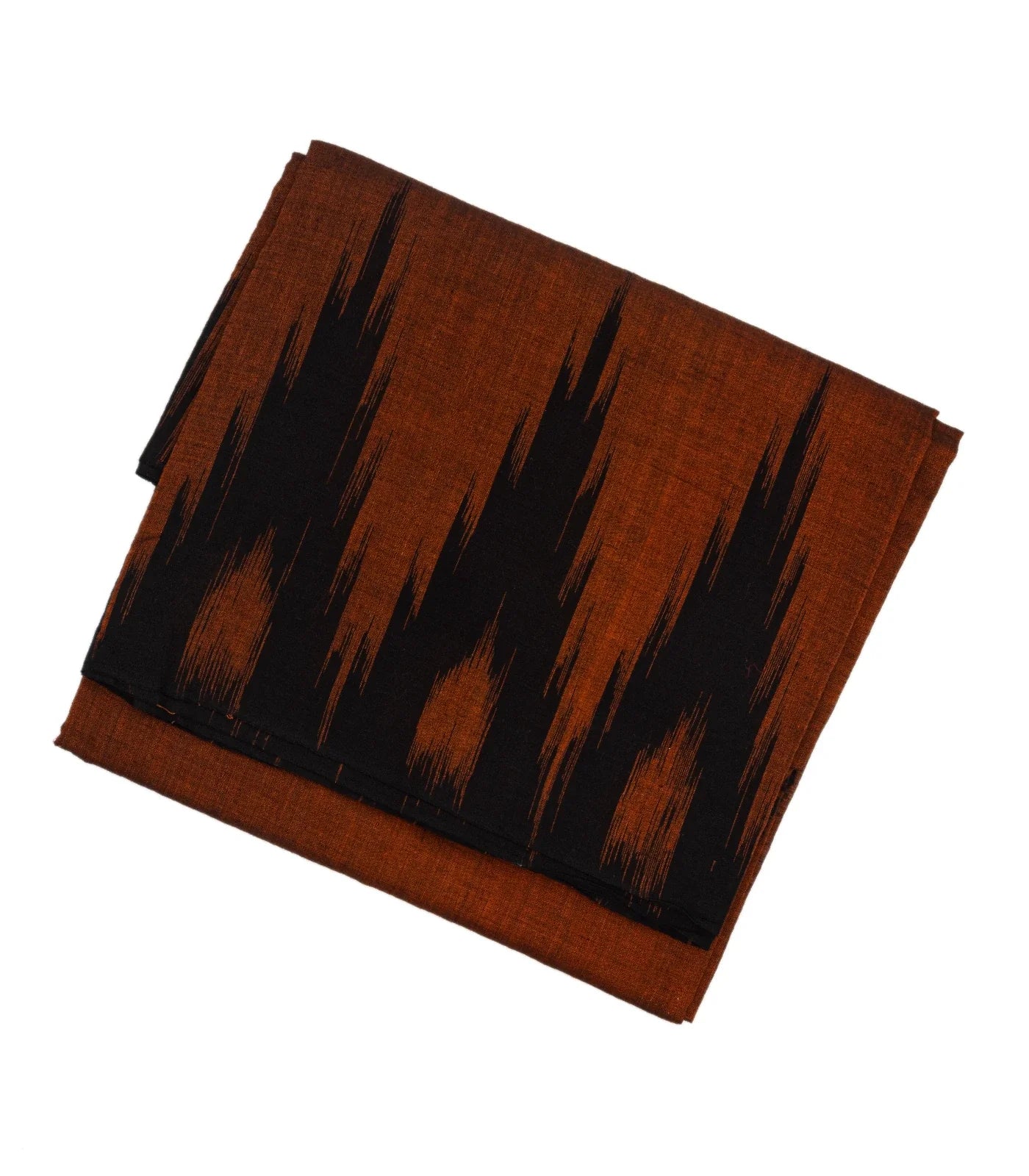 Rust Handloom Orissa Cotton Saree With Black Temple border