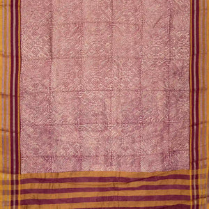 Dusty Pink Handloom Chanderi Cotton Saree With Printed Floral Motif
