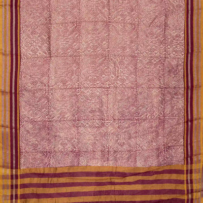 Dusty Pink Handloom Chanderi Cotton Saree With Printed Floral Motif