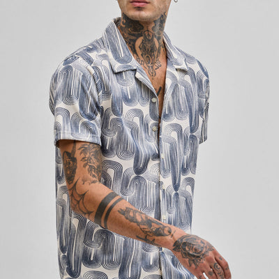 Blue Abstract Box Fit Shirt