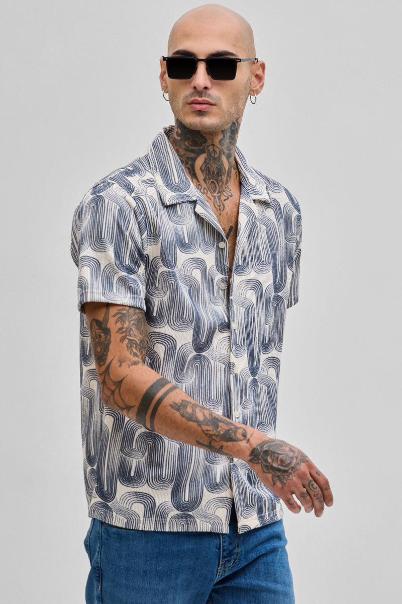 Blue Abstract Box Fit Shirt