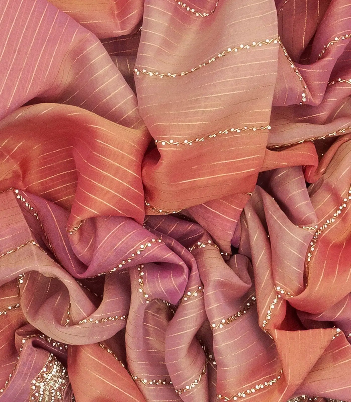 Multi Colour Woven Tissue Saree With Embroidery Stripes