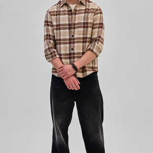 Brown Flannel Checks Overshirt