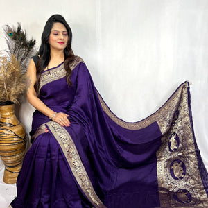 Dola Silk Golden Zari Border Saree