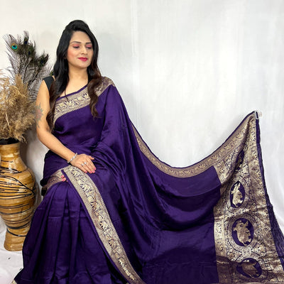 Dola Silk Golden Zari Border Saree