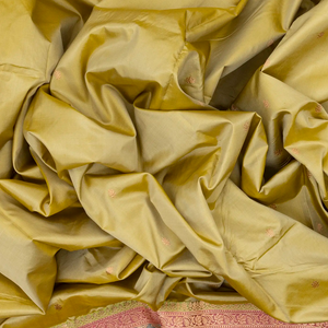 Sandal Handloom Banarasi Silk Saree With Floral Buttas