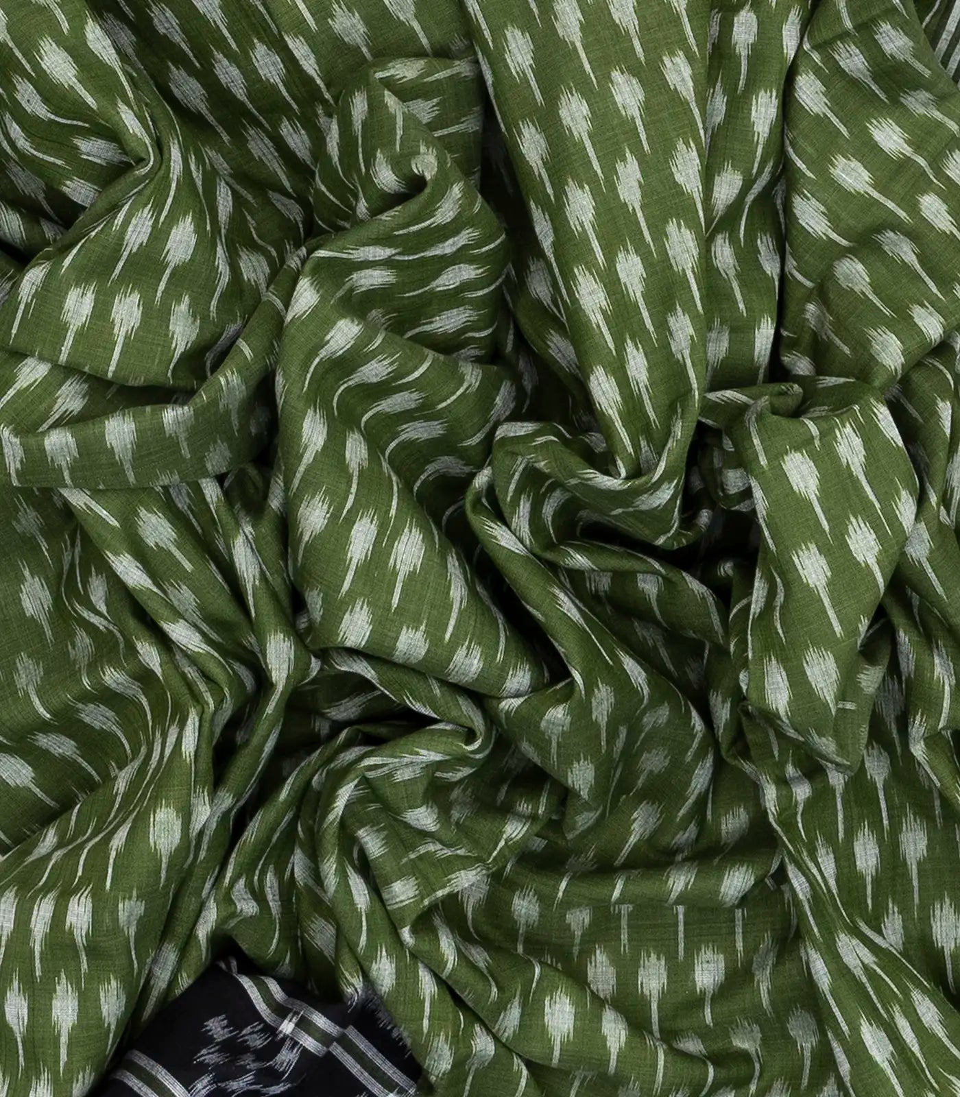 Green Handloom Orissa Cotton Saree With Black Border