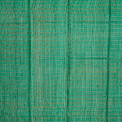 Aquamarine Handloom Tussar Silk Saree With Printed Floral Motifs