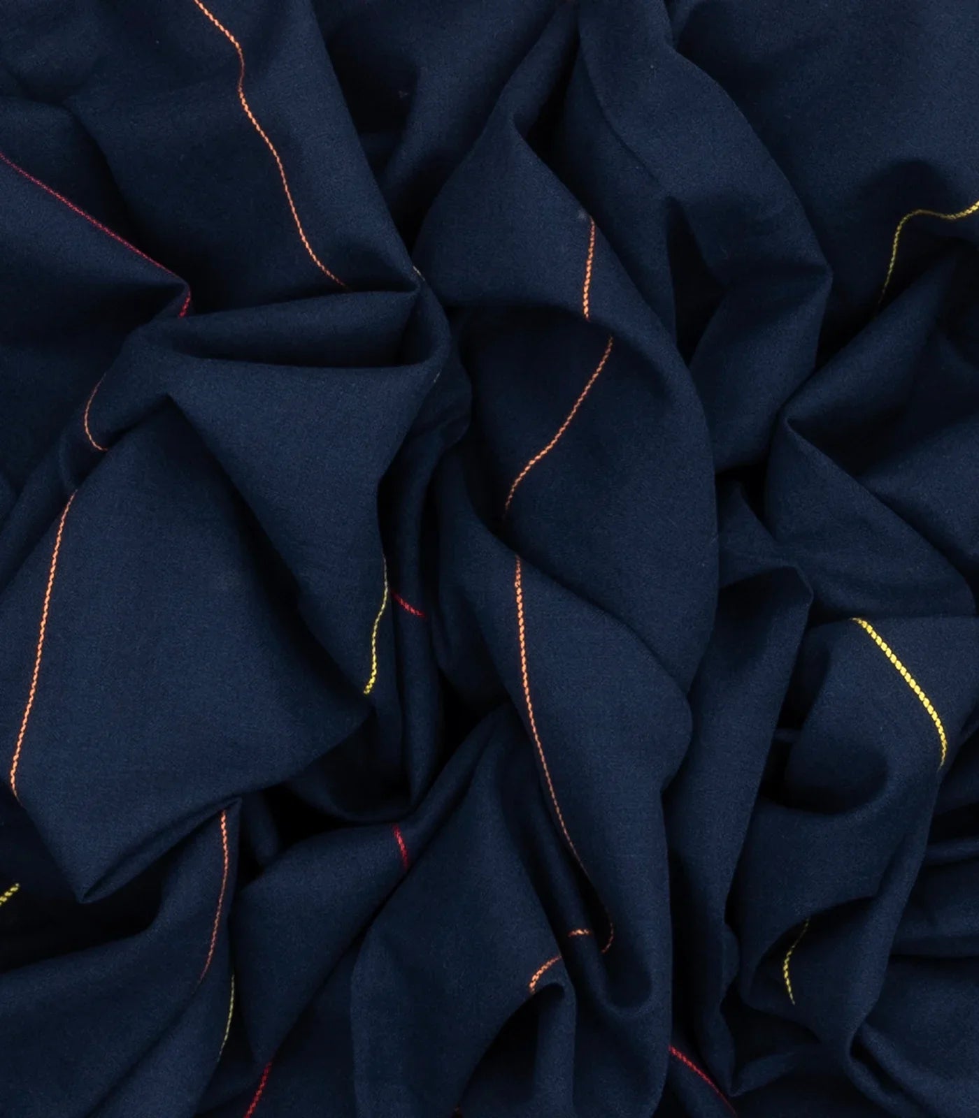 Navy Blue Handloom Bhujodi Cotton Saree With Stripes