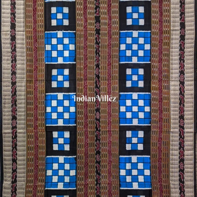 Blue Black Odisha Ikat Pasapali Bichitrapuri Silk Saree
