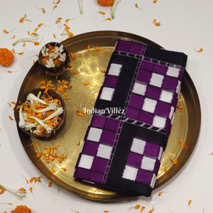 Purple White Pasapali Sambalpuri Silk Saree