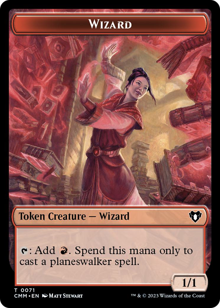 Ajani Steadfast Emblem (77) // Wizard Token (71) [Commander Masters: Tokens] [Non-Foil]