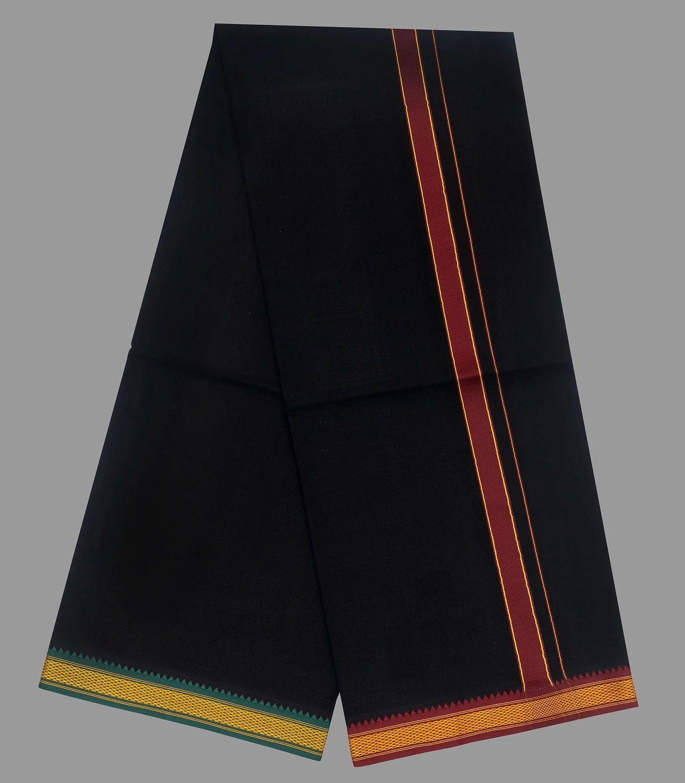 Black 4 Muzham Cotton Dhoti With Mayil kan Border