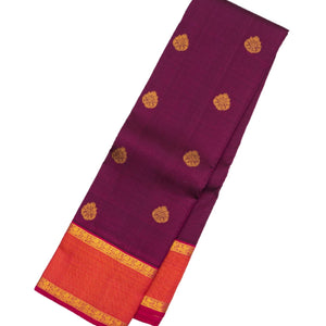 Magenta Handloom Kanchipuram Silk Saree With Floral Buttas