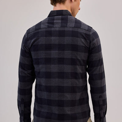 Charcoal Grey Checks Slim Fit Shirt