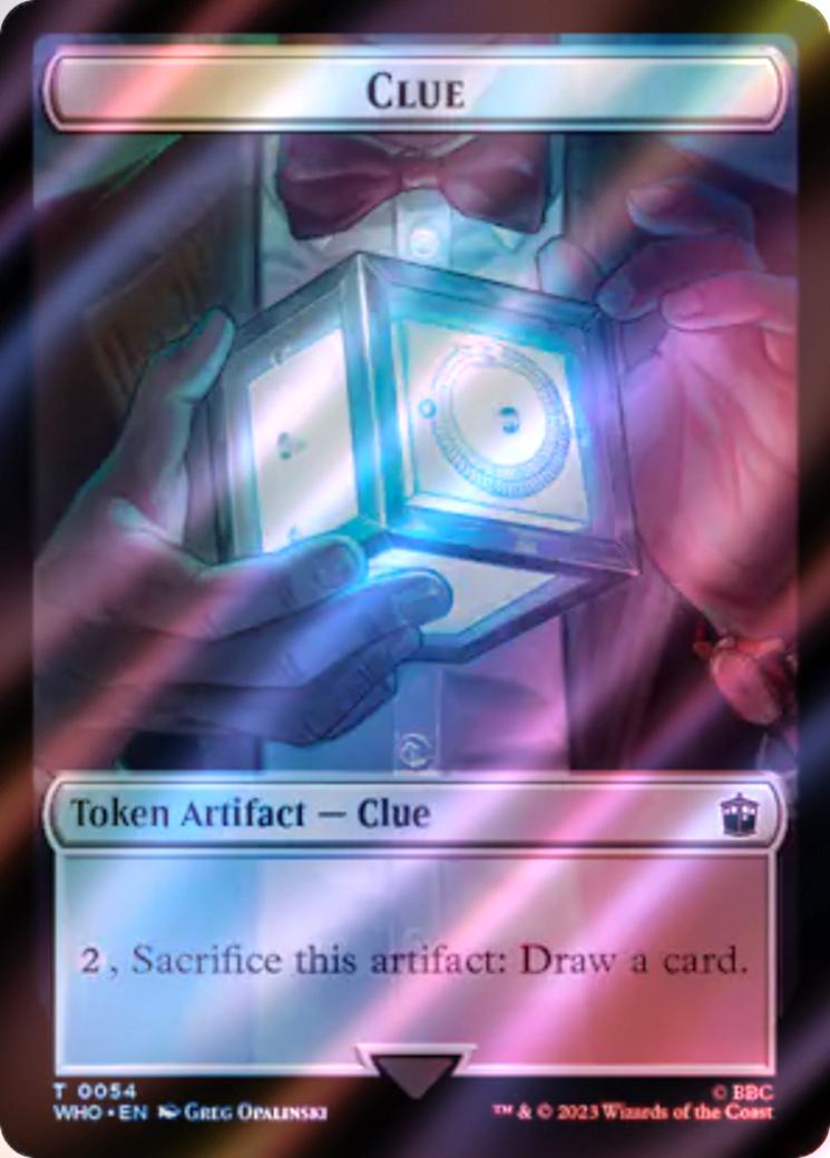 Alien Rhino Token (35) // Clue Token (54) [Universes Beyond: Doctor Who: Tokens] [Surge Foil]