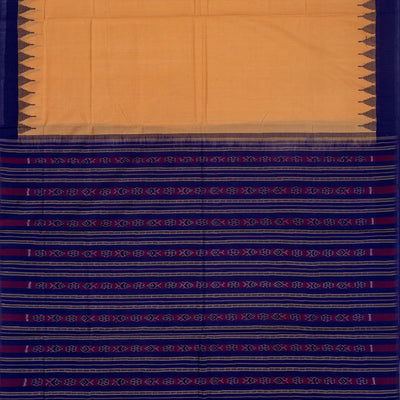 Sandal Handloom Orissa Cotton Saree With Contrast Purple Border