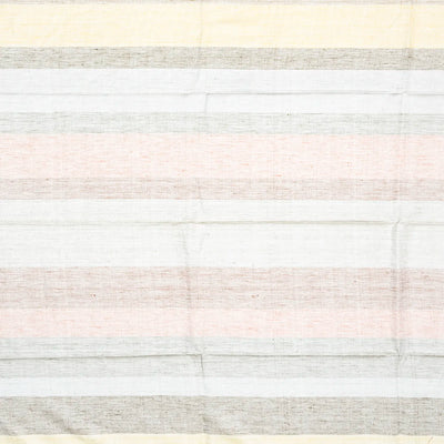Multi Colour Handloom Linen Saree With Red Checks