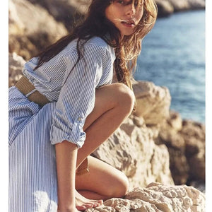 Jamie Luxe Striped Shirt Dress with Belt