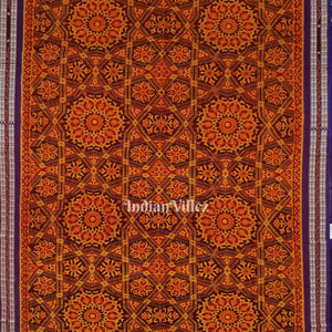 Flower Theme Pure Sambalpuri Ikat Silk*Cotton (Bapta) Saree