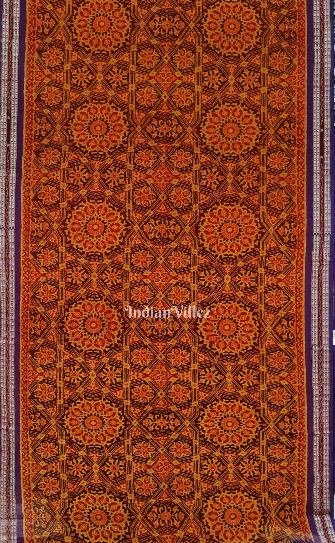 Flower Theme Pure Sambalpuri Ikat Silk*Cotton (Bapta) Saree