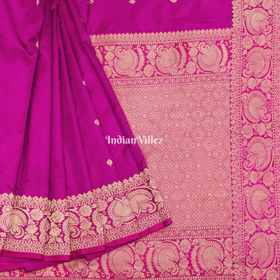 Purple Flower Motif Pure Banarasi Katan Silk Saree