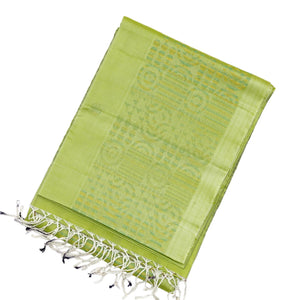 Mint Green Handloom Soft Silk Saree With Spiral Buttas