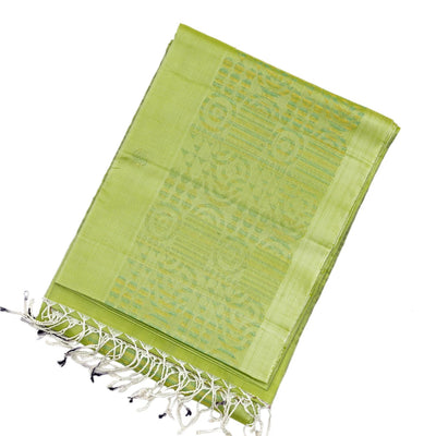 Mint Green Handloom Soft Silk Saree With Spiral Buttas