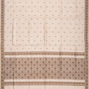 Taupe Banarasi Silk Saree With Floral Motifs