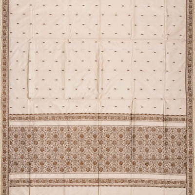 Taupe Banarasi Silk Saree With Floral Motifs