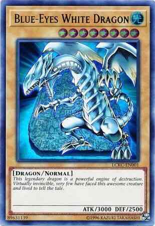 Blue-Eyes White Dragon (Version 4: Facing Left w/ Tablet)  - LCKC-EN001 - Ultra Rare - Unlimited