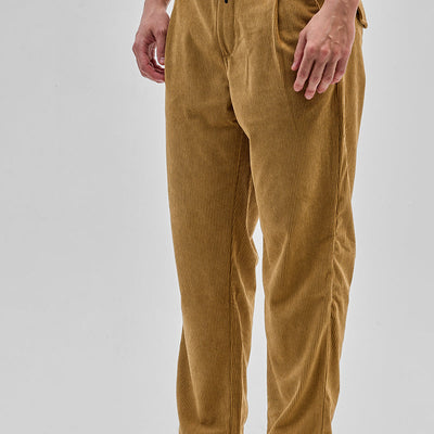 Light Brown Corduroy Relaxed Fit Trousers