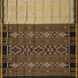 Beige Handloom Orissa Silk Saree With Button Buttas