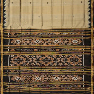 Beige Handloom Orissa Silk Saree With Button Buttas