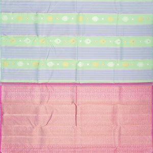 Grey Handloom Kanchipuram Silk Saree With Meena Floral Motifs