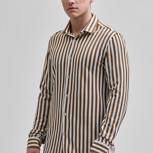 Brown Stripes Slim Fit Shirt