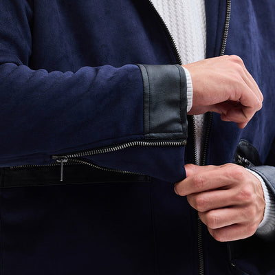 Navy Multi-Patch Zipper Jacket
