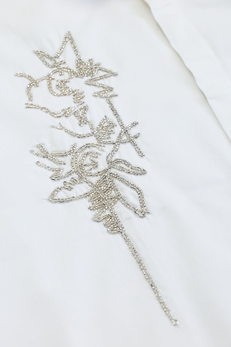 White Embellished Slim Fit Shirt