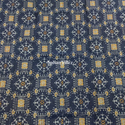 Blue Tribal Jhoti Design Sambalpuri Ikat Cotton Fabric