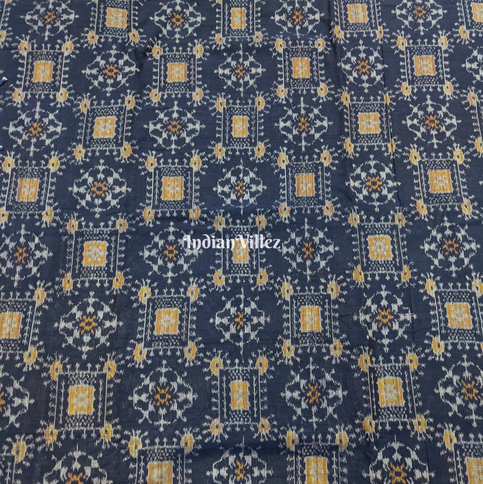 Blue Tribal Jhoti Design Sambalpuri Ikat Cotton Fabric